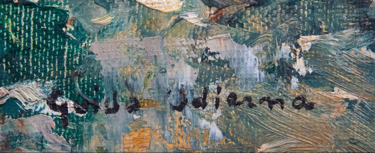 Guido Odierna, "Porto di Capri" olio su tela, firmato, Epoca '900-photo-4