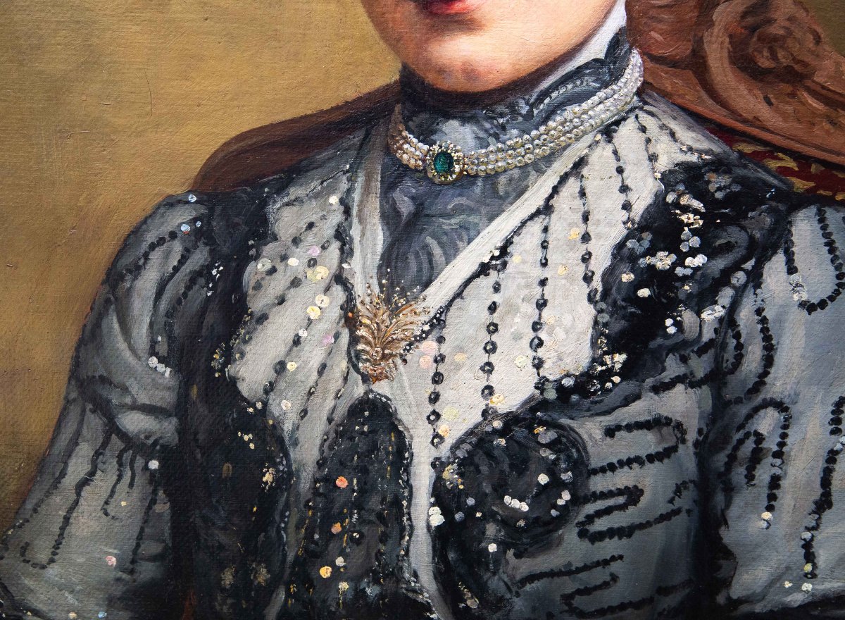 Pier Celestino Gilardi, "Marchesa di Cherasco", olio su tela, firmato, Epoca '800-photo-2