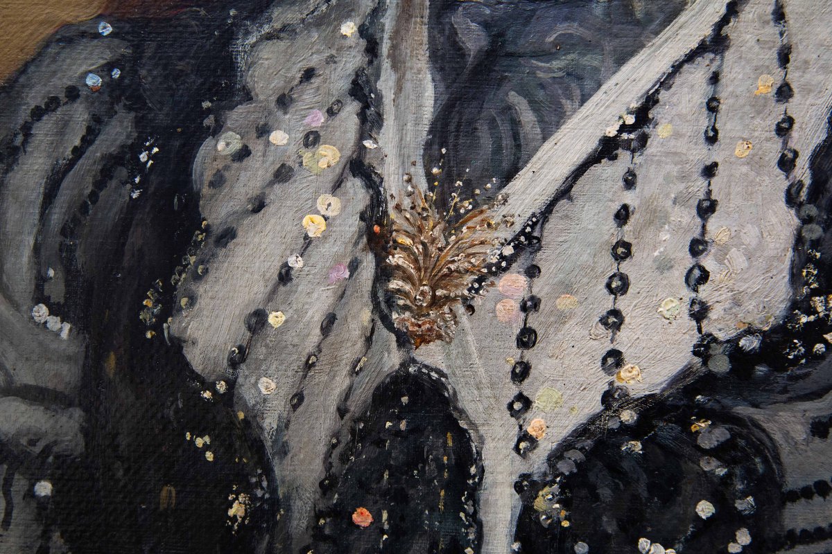 Pier Celestino Gilardi, "Marchesa di Cherasco", olio su tela, firmato, Epoca '800-photo-5