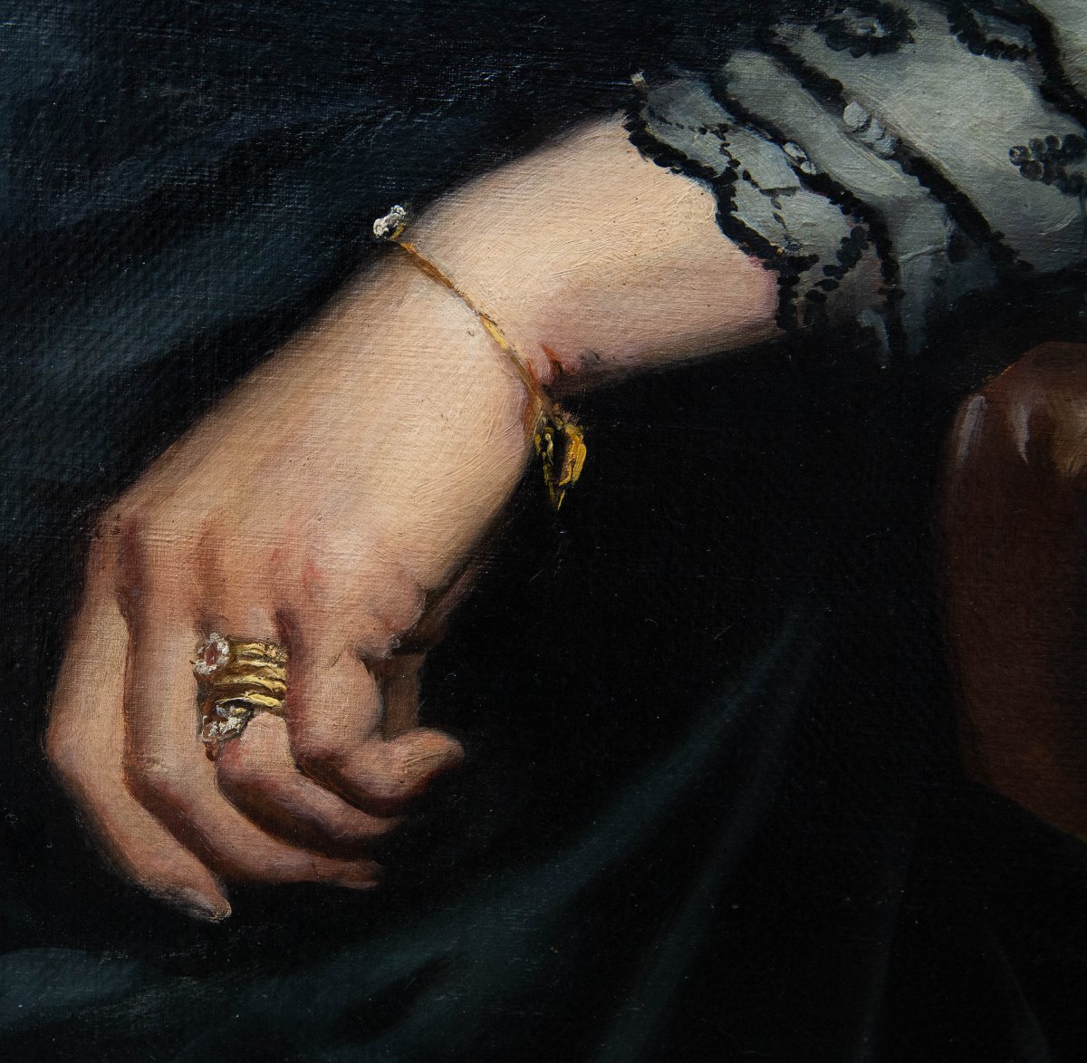 Pier Celestino Gilardi, "Marchesa di Cherasco", olio su tela, firmato, Epoca '800-photo-6
