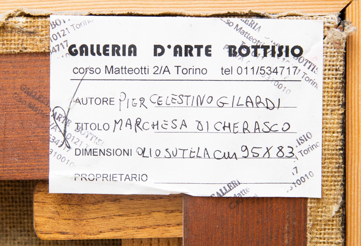 Pier Celestino Gilardi, "Marchesa di Cherasco", olio su tela, firmato, Epoca '800-photo-8
