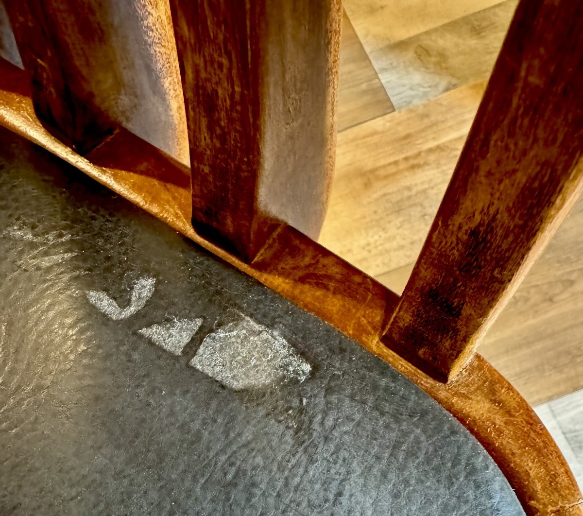 Set 6 sedie design, in mogano e sky, Anni '50-photo-8