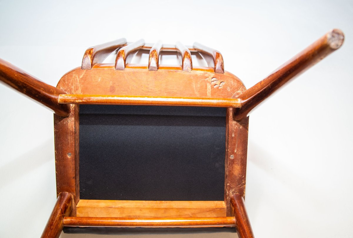 Set 6 sedie design, in mogano e sky, Anni '50-photo-7