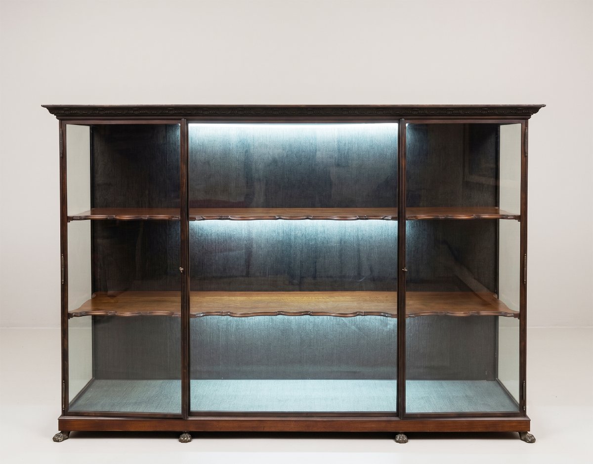 Vetrina espositore, in ferro e legno, Anni '80