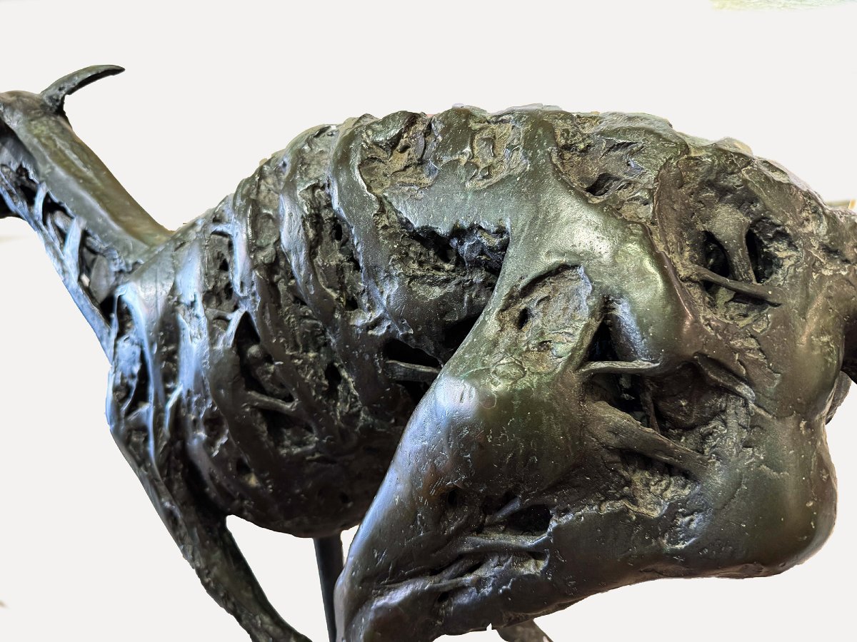 Sebastiano Trovato, "Levriero", in bronzo, firmato, 1975-photo-3