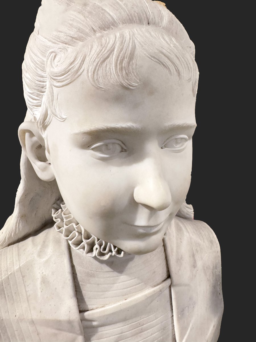 Busto in marmo, "Giovane ragazza", Epoca '800-photo-4