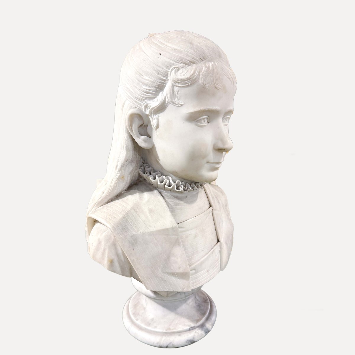 Busto in marmo, "Giovane ragazza", Epoca '800-photo-2