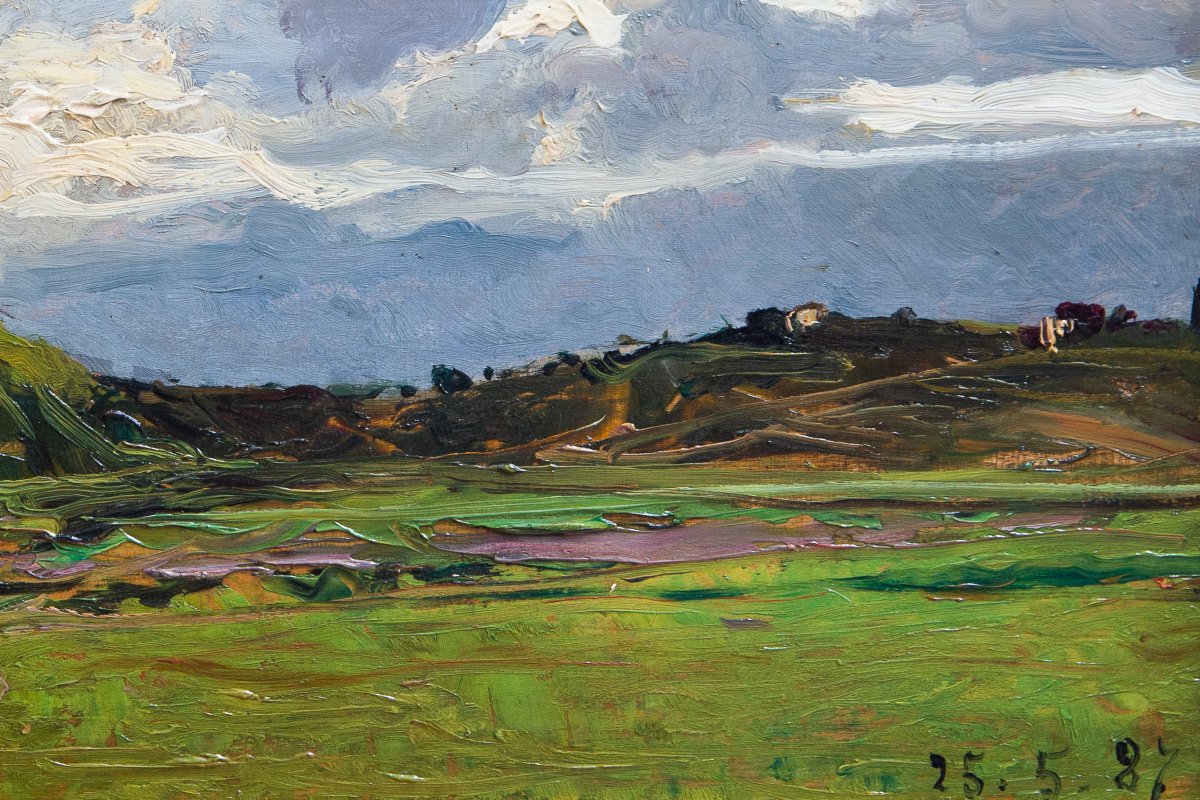 Lorenzo Delleani, "Paesaggio collinare", olio su tavoletta,1887-photo-1