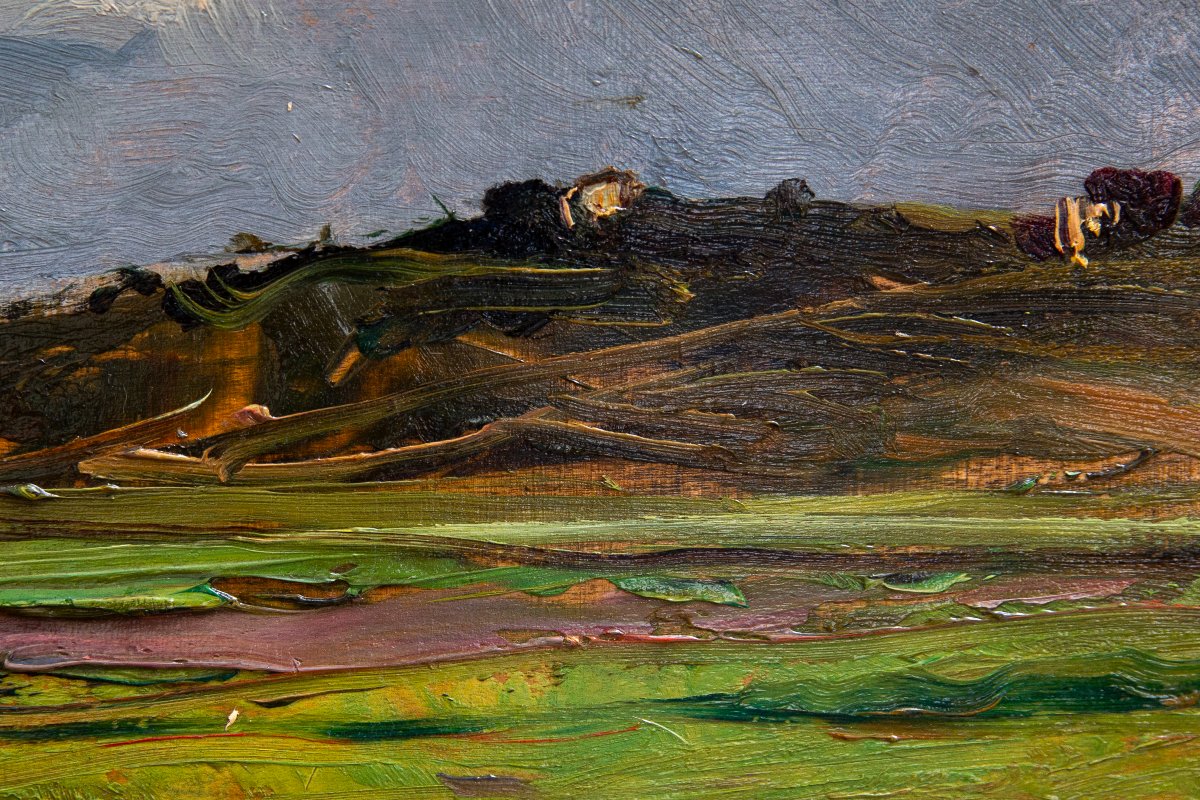 Lorenzo Delleani, "Paesaggio collinare", olio su tavoletta,1887-photo-4
