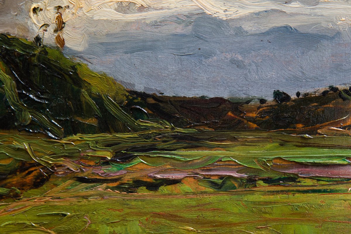 Lorenzo Delleani, "Paesaggio collinare", olio su tavoletta,1887-photo-6