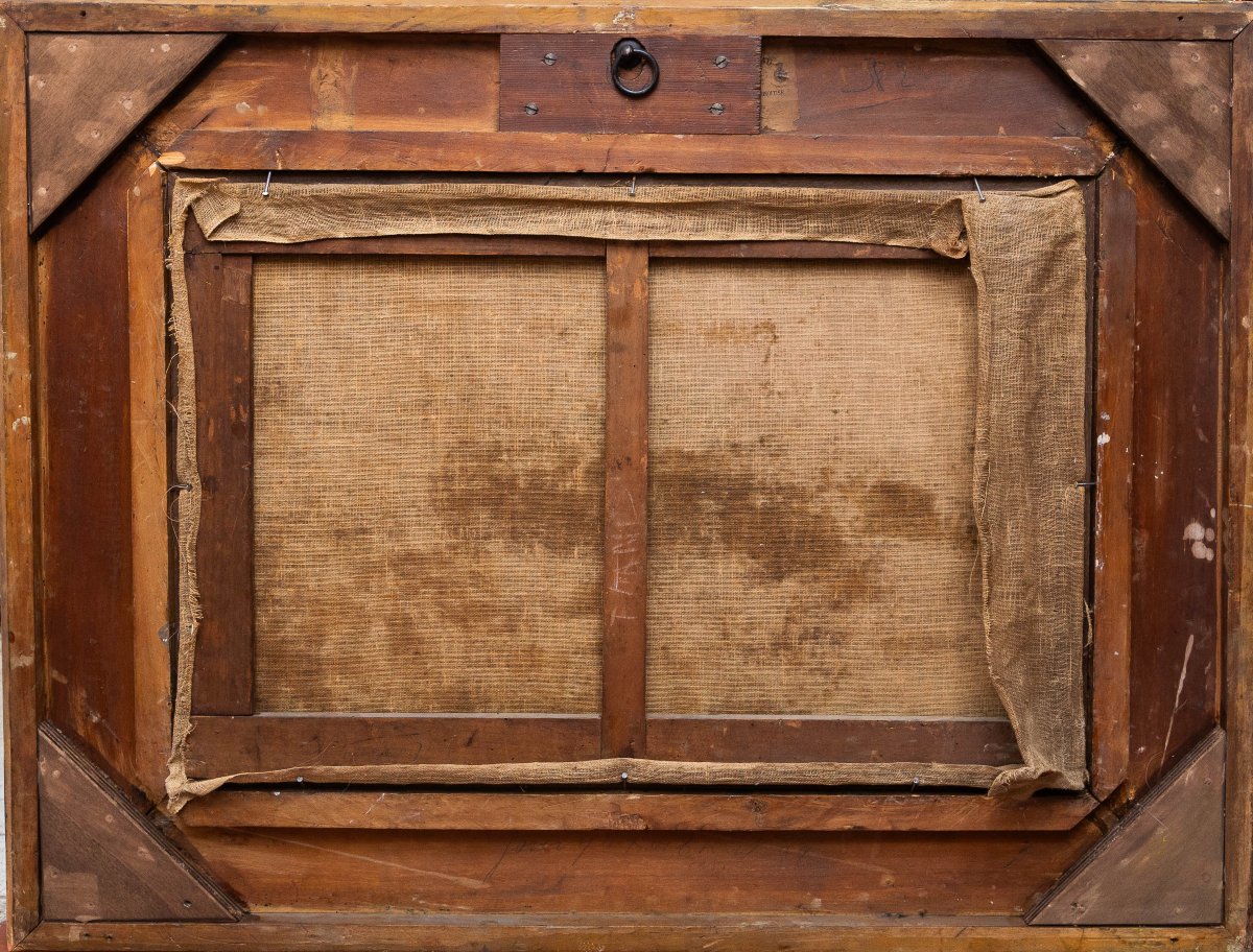 Dipinto Fiammingo, olio su tela, "Scena di Genere", XVIII Secolo-photo-3
