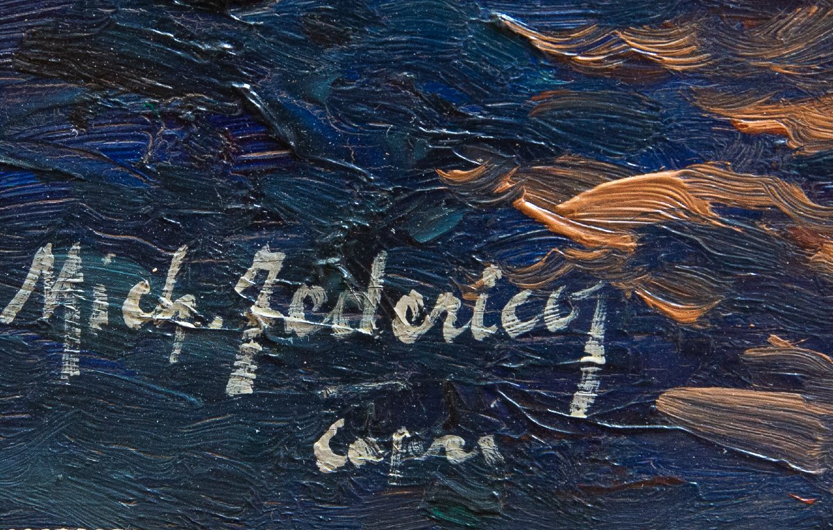 Michele Federico, olio su tavola, "Capri", Epoca '900-photo-3