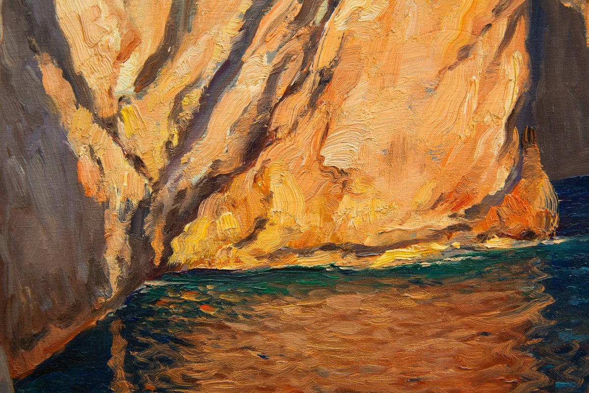 Michele Federico, olio su tavola, "Capri", Epoca '900-photo-6