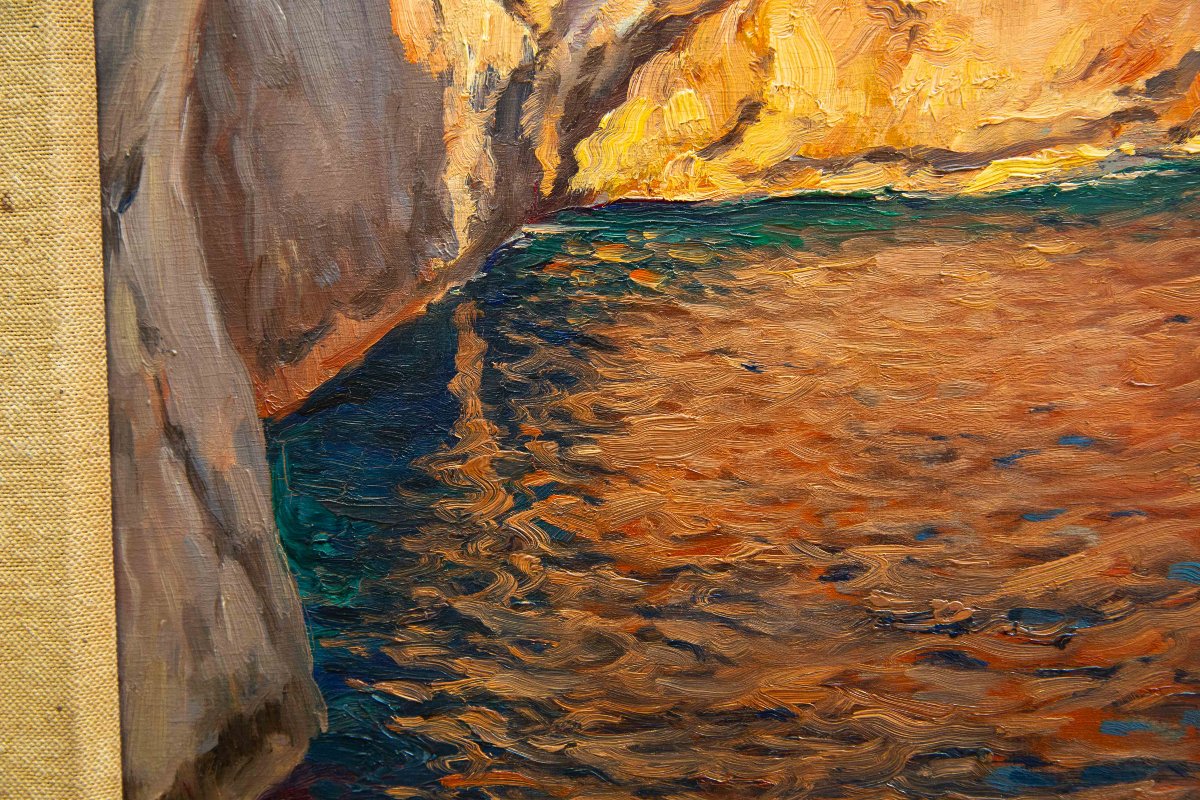 Michele Federico, olio su tavola, "Capri", Epoca '900-photo-7