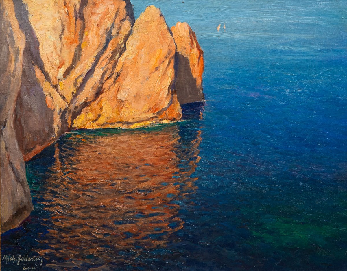 Michele Federico, olio su tavola, "Capri", Epoca '900