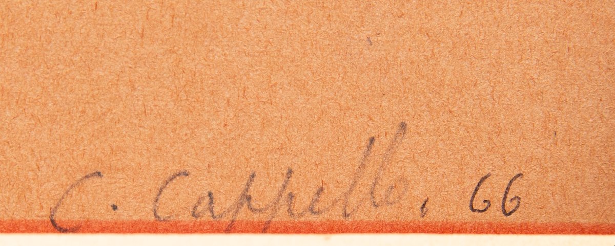 Carmelo Cappello,"opera unica", pastello su carta,  firmato, 1966-photo-3