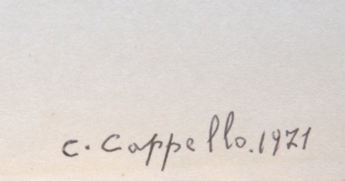 Carmelo Cappello,"opera unica", biro su carta,  firmato, 1971-photo-2