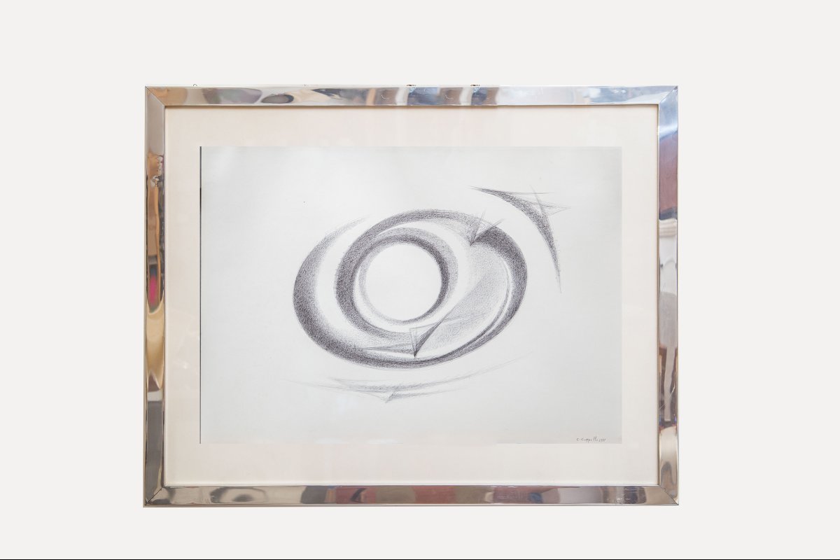 Carmelo Cappello,"opera unica", biro su carta,  firmato, 1971-photo-3