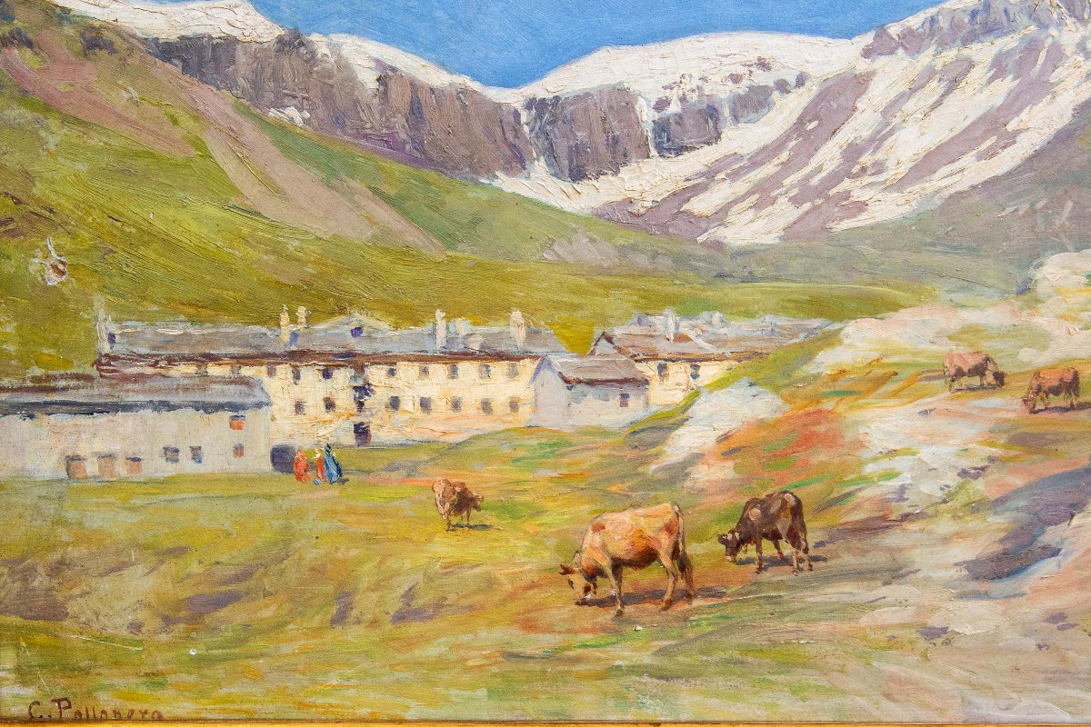 Carlo Pollonera "Paesaggio alpestre",  Val d'Aosta , Primi '900-photo-3