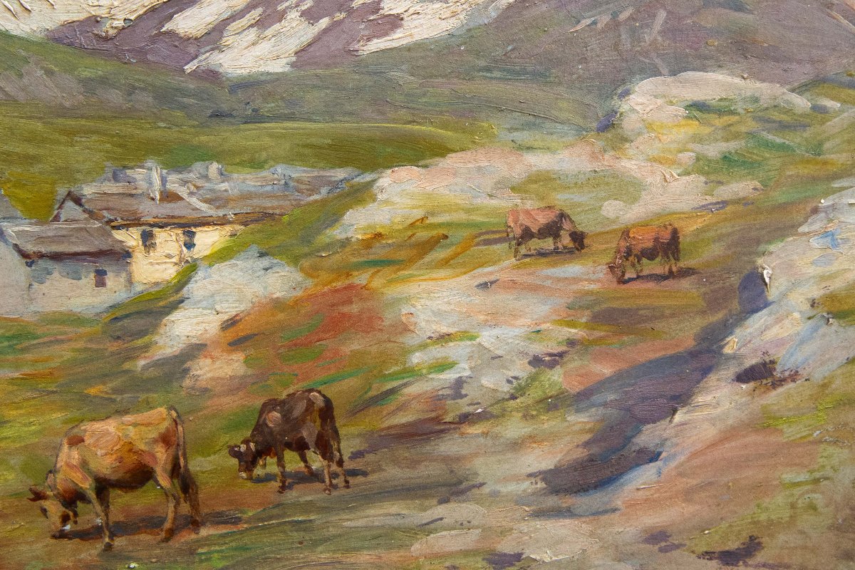 Carlo Pollonera "Paesaggio alpestre",  Val d'Aosta , Primi '900-photo-8