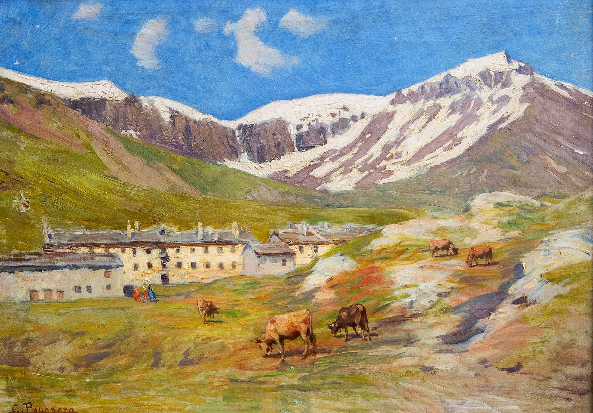 Carlo Pollonera "Paesaggio alpestre",  Val d'Aosta , Primi '900