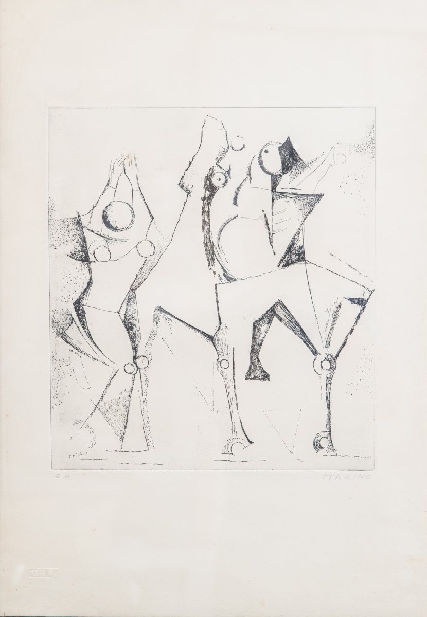 Marino Marini "Trio felice" acquaforte, 1972