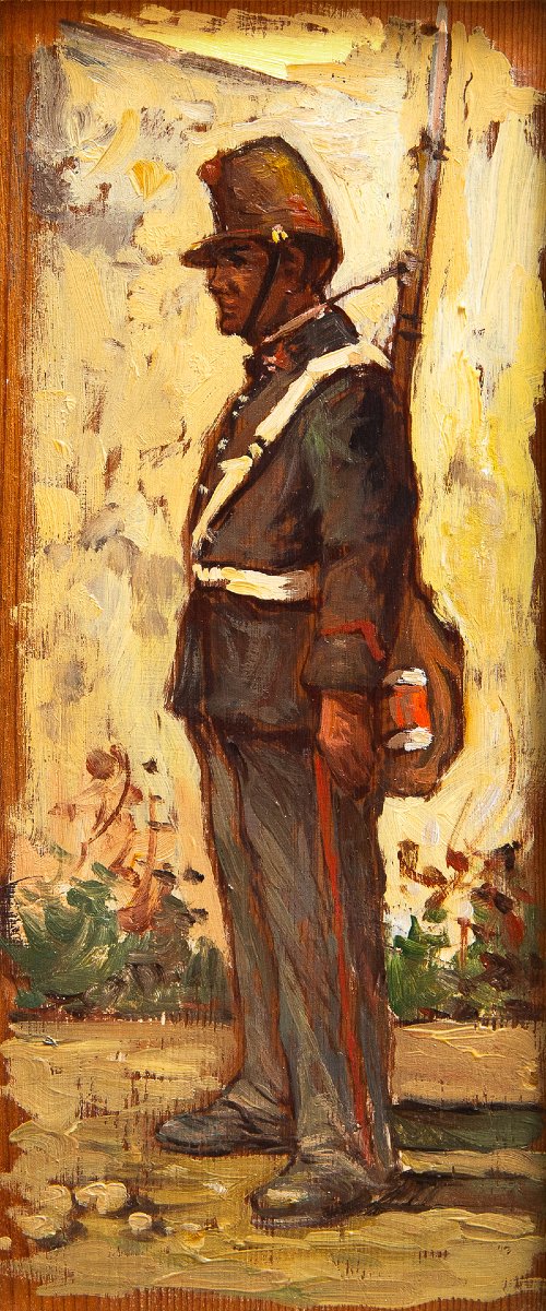 Giovanni Bartolena "Soldato", olio su tavola, Anni '20/'30-photo-1