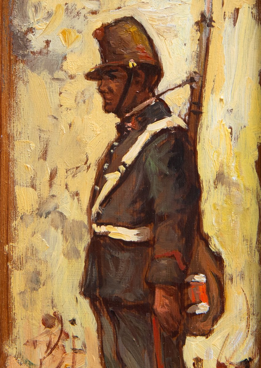 Giovanni Bartolena "Soldato", olio su tavola, Anni '20/'30-photo-3