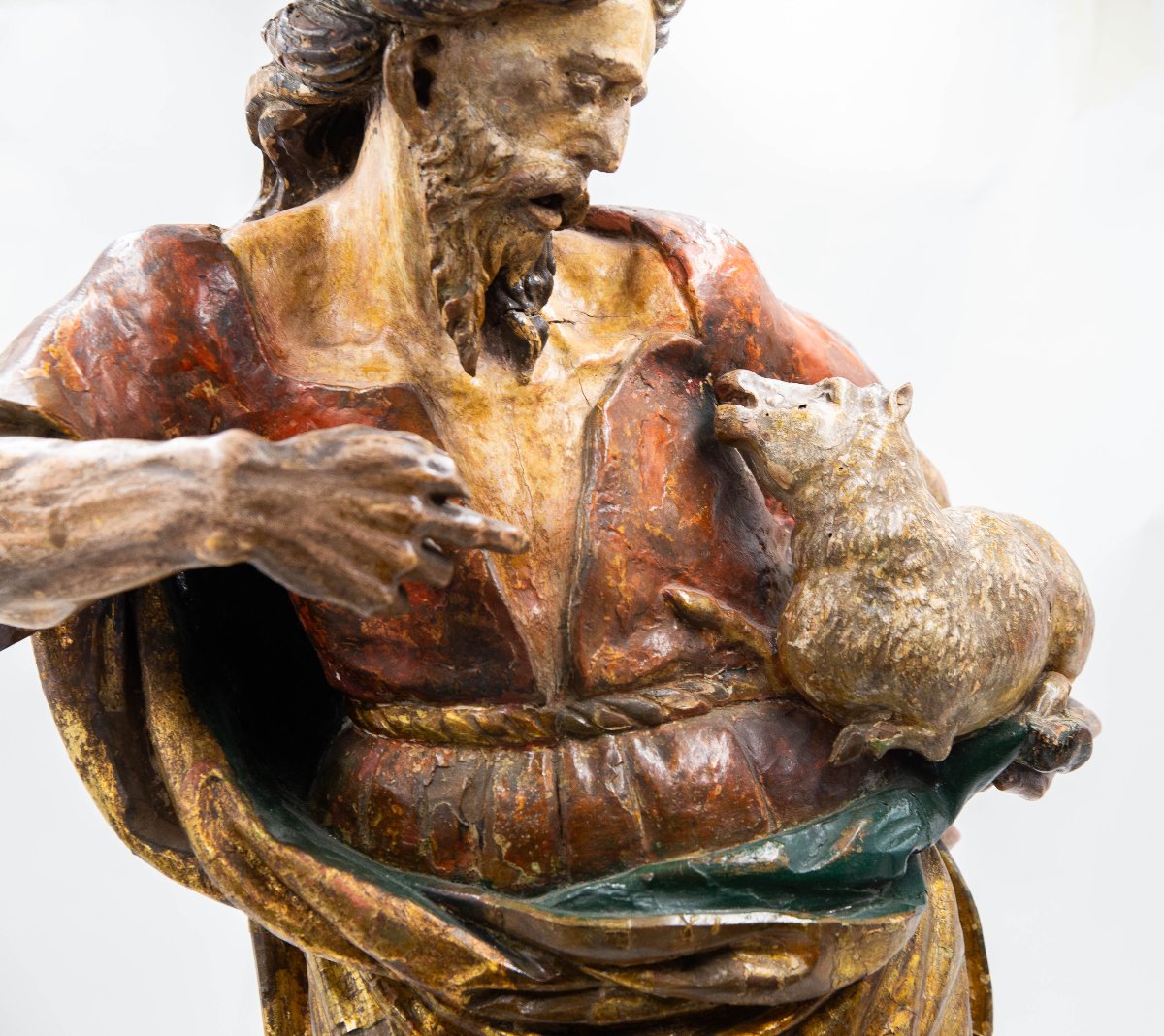 San Giovanni Battista ,Spagna, in legno, XVIII secolo-photo-6