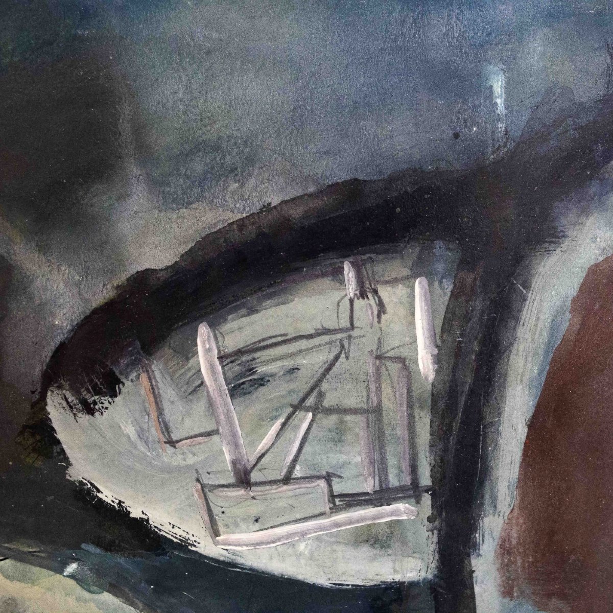 Mario Sironi, "Composizione con figura", tempera china e matita, firmato, 1948/1952 circa-photo-4