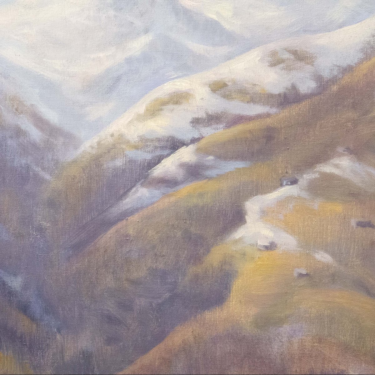 Placido Castaldi , "Prealpi Biellesi",  olio su tela, Anni '60-photo-3