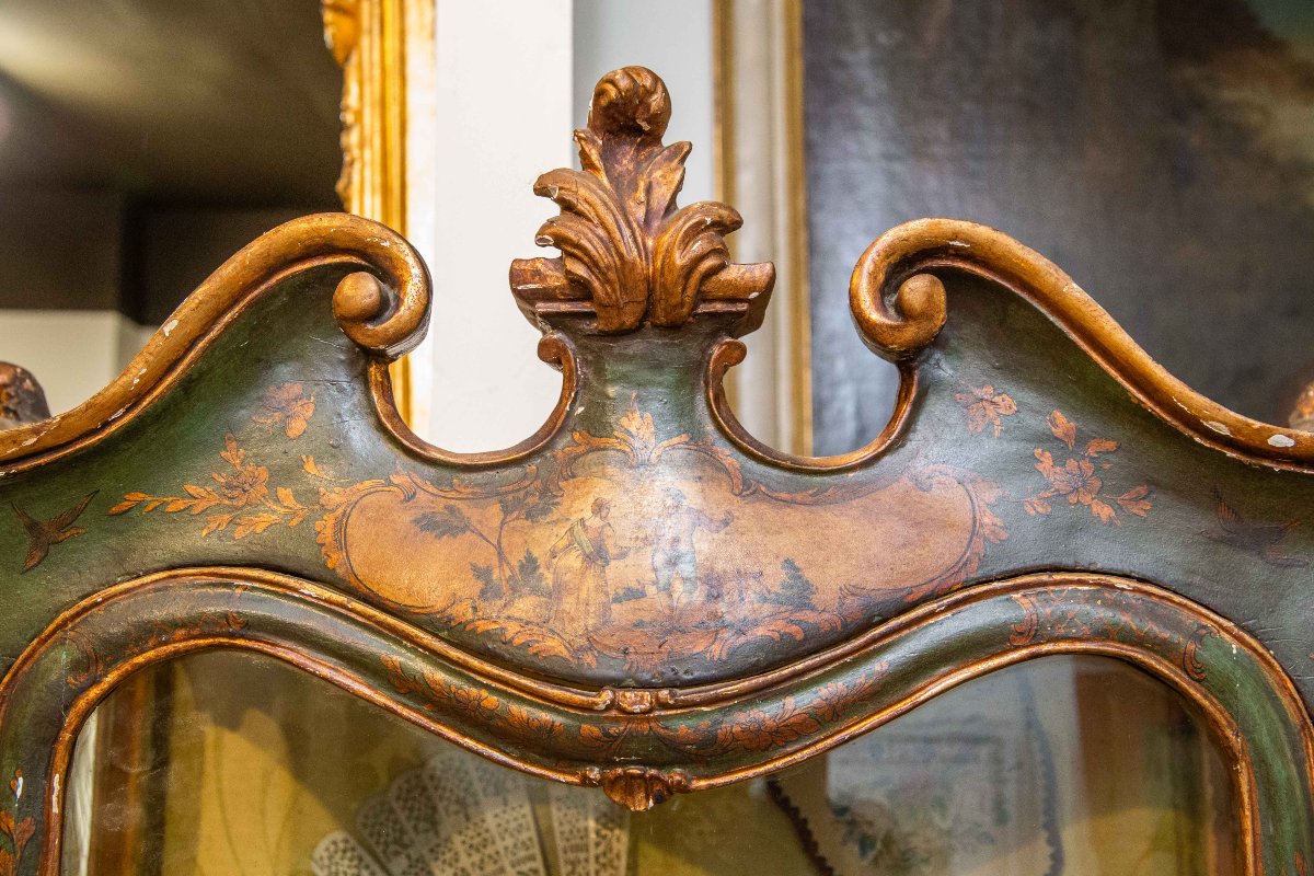 Vetrina veneziana, stile Luigi XV, in legno laccato, Epoca Primi '900-photo-2
