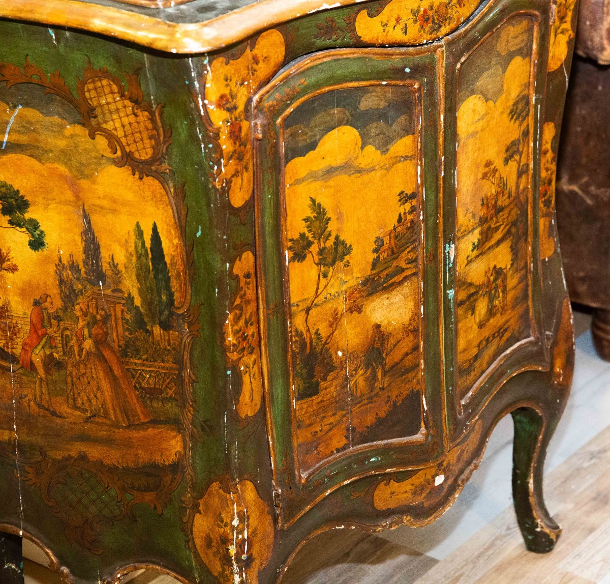 Vetrina veneziana, stile Luigi XV, in legno laccato, Epoca Primi '900-photo-2