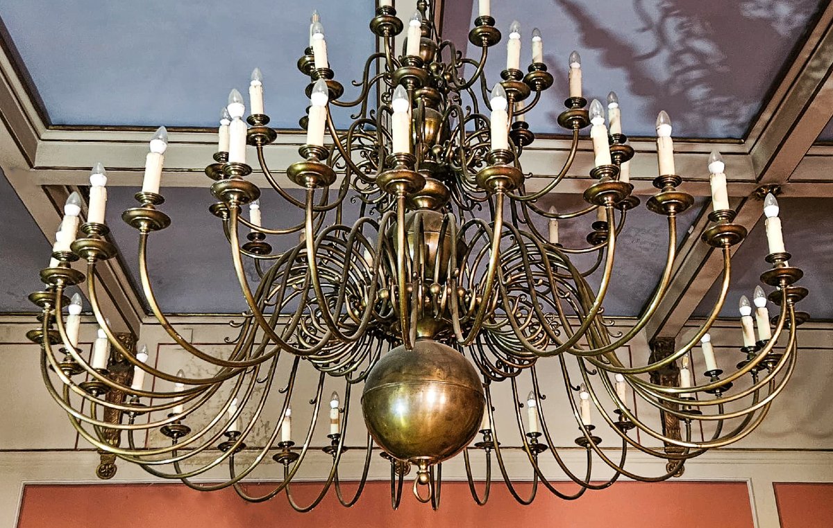 Lampadario da salone in ottone, 56 Luci, Epoca Anni '30/'40-photo-1