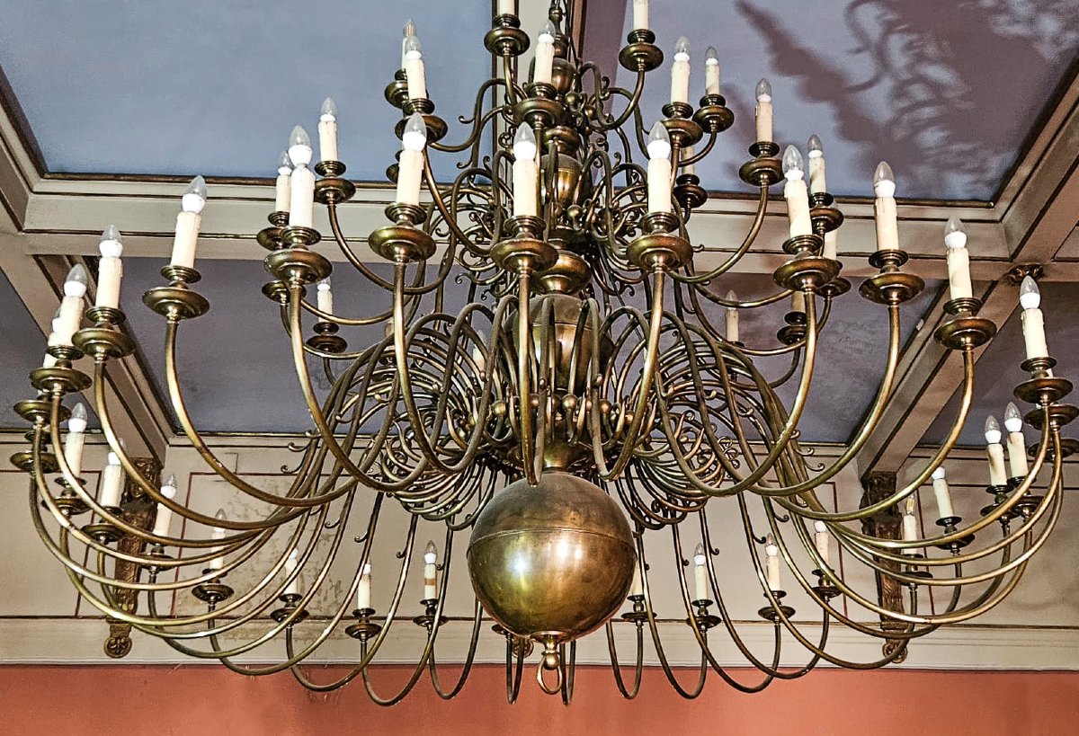 Lampadario da salone in ottone, 56 Luci, Epoca Anni '30/'40-photo-5