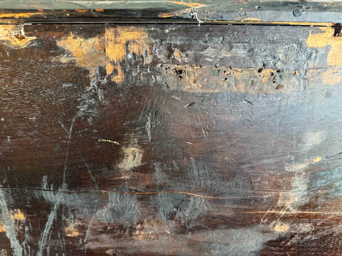 Baule forziere, in legno con inserti, Epoca '800-photo-4
