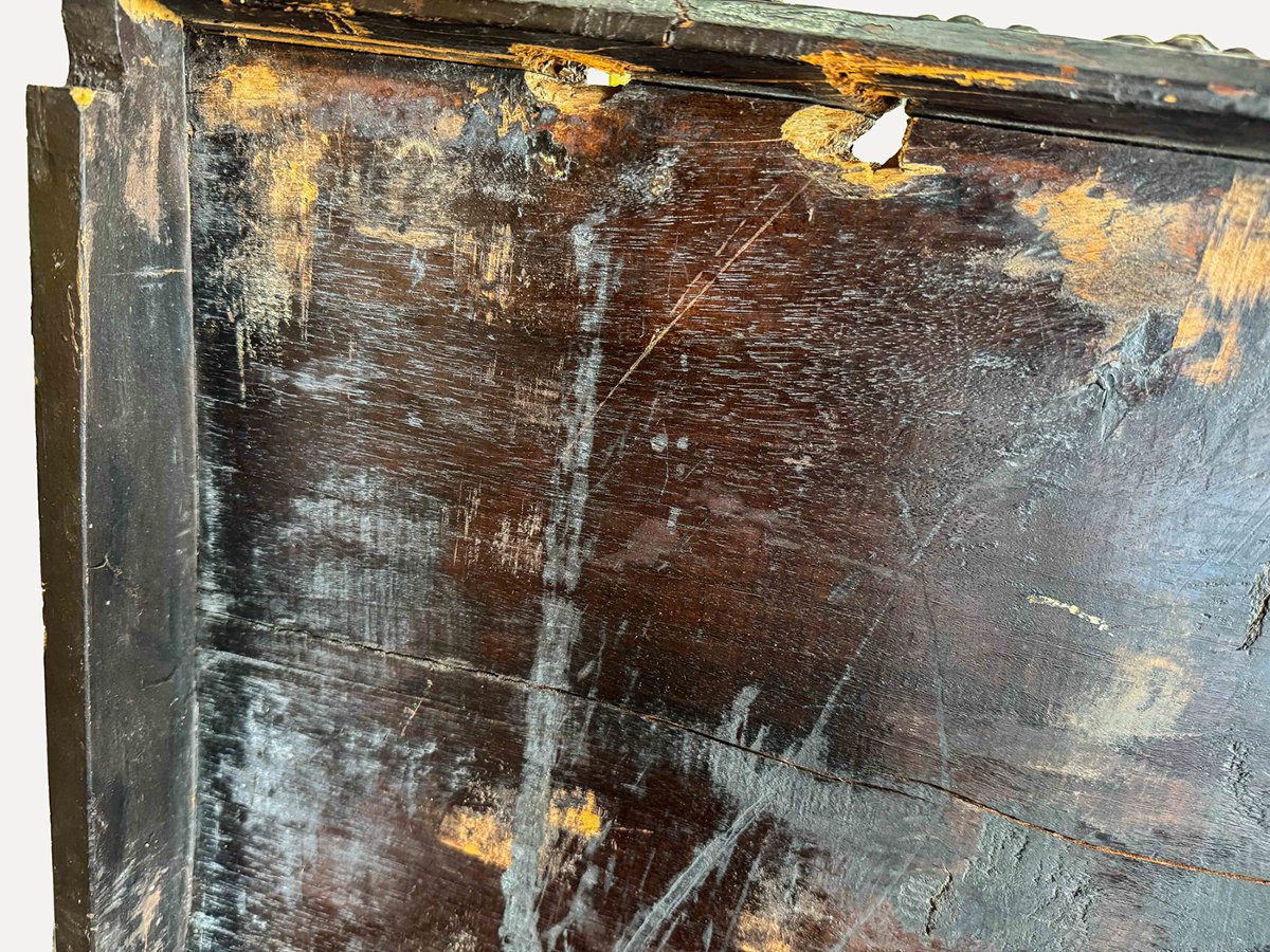 Baule forziere, in legno con inserti, Epoca '800-photo-5