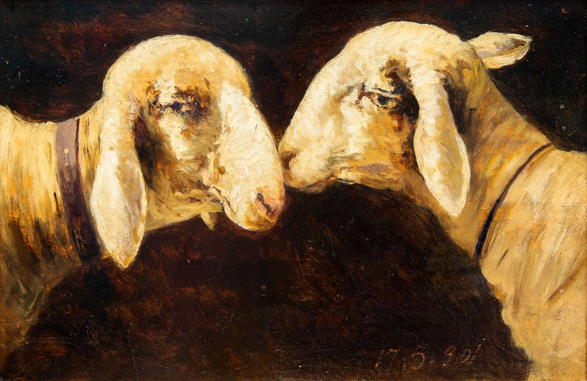 Lorenzo Delleani, "Pecore", olio su tavola, 17.05.1901