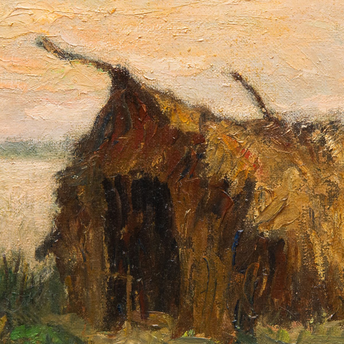 Alberto Cecconi, "Paesaggio fluviale", olio su tela, Anni '40-photo-1