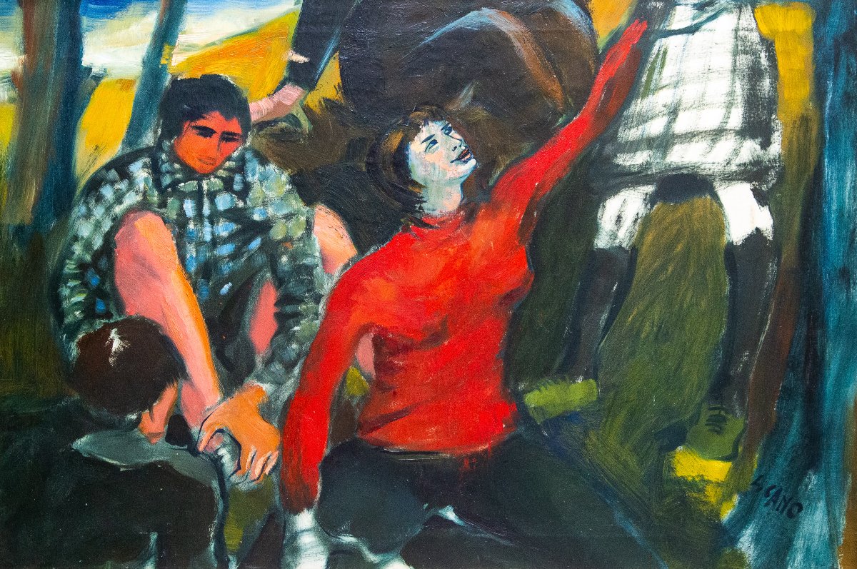 Liliana Cano, olio su tela, "Senza Titolo", firmato, Epoca '900