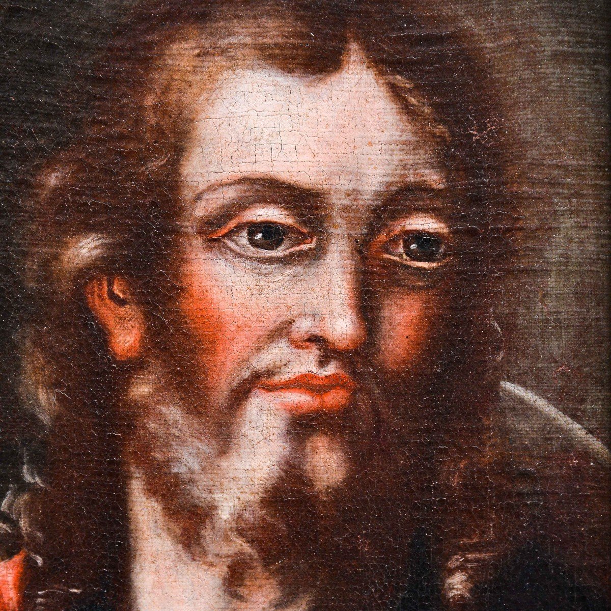 "Christ", huile sur toile du XVIIIe siècle-photo-3