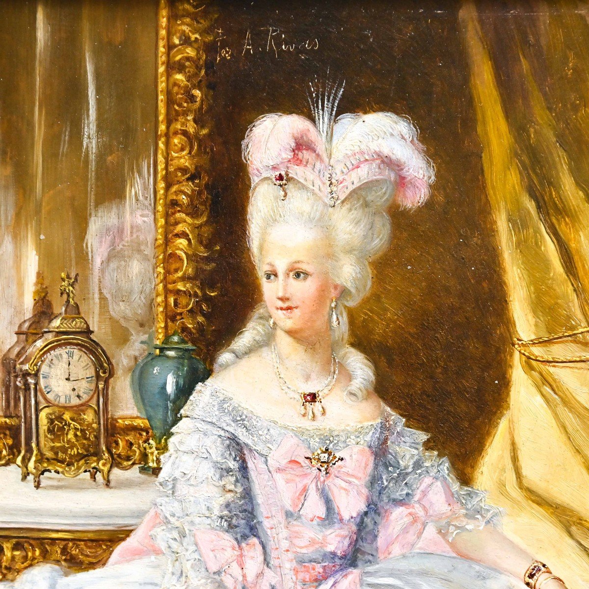"Elégante dame de la cour" - Peinture sur panneau d'Antonio Rivas-photo-4