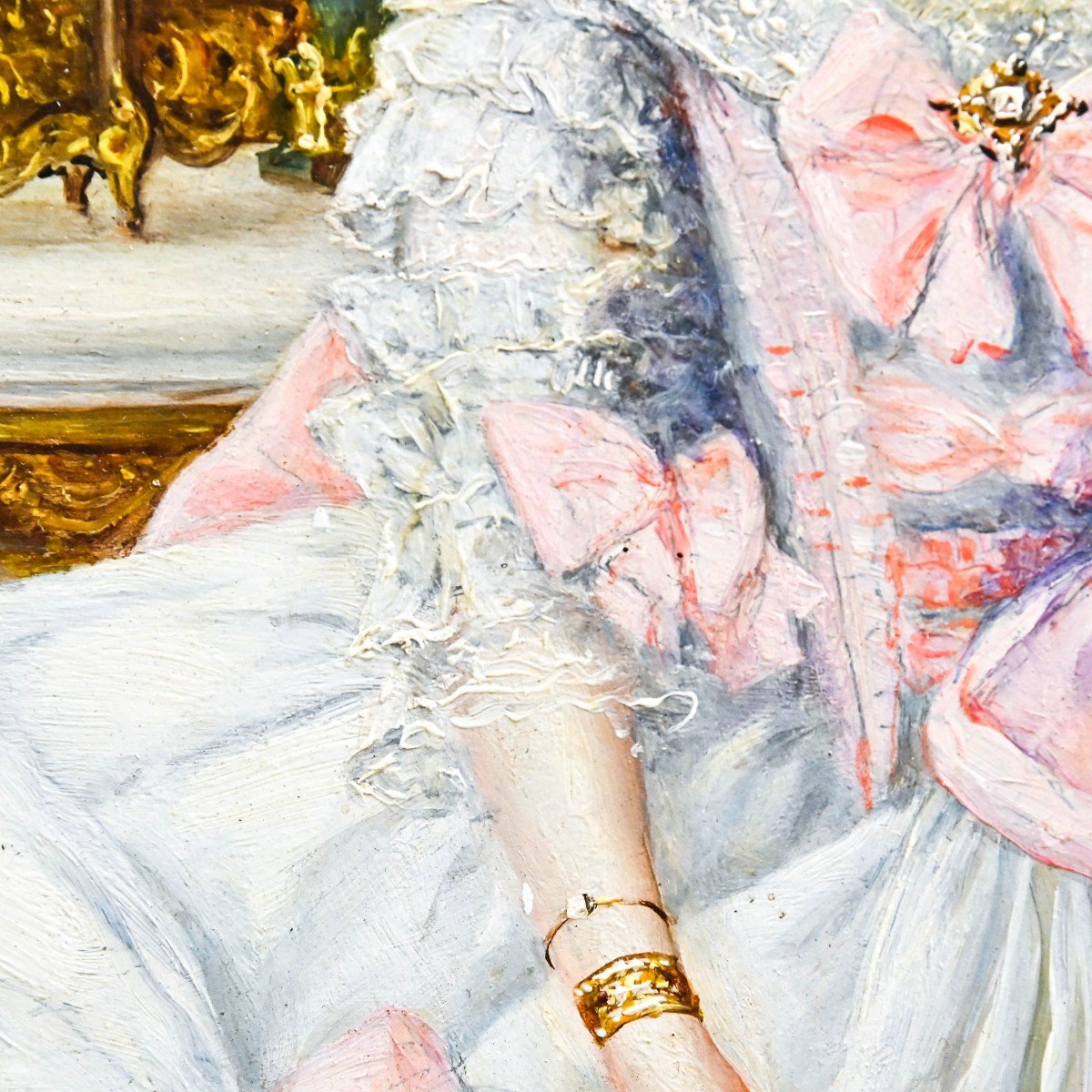 "Elégante dame de la cour" - Peinture sur panneau d'Antonio Rivas-photo-7