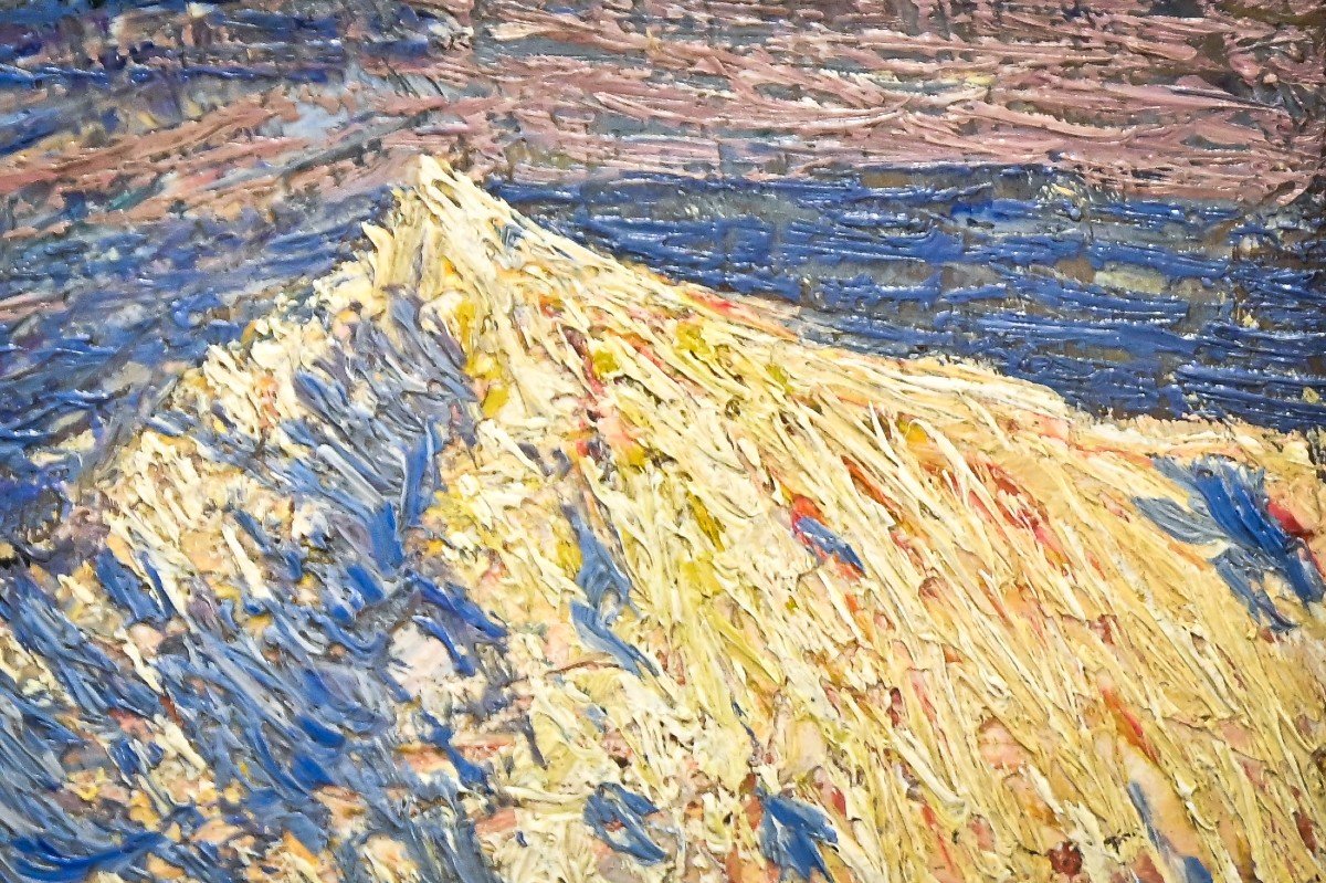  "Pâturage en haute montagne" Huile sur toile par C. Maggi-photo-3