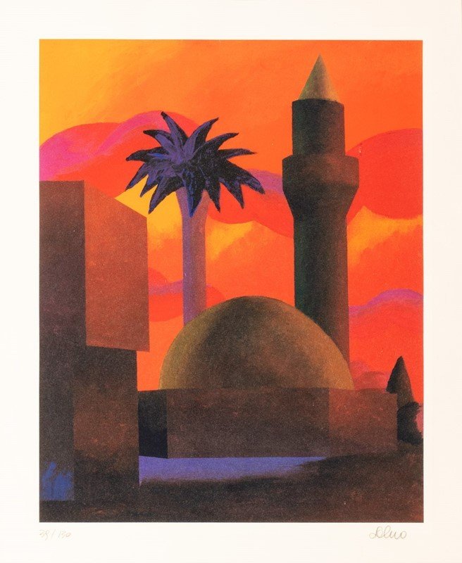 Minaret, Salvo, Lithographies En Couleurs Ed. 109/110, Années 1980-photo-1
