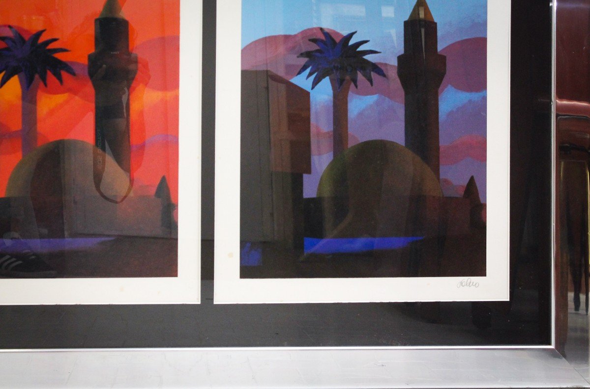 Minaret, Salvo, Lithographies En Couleurs Ed. 109/110, Années 1980-photo-3