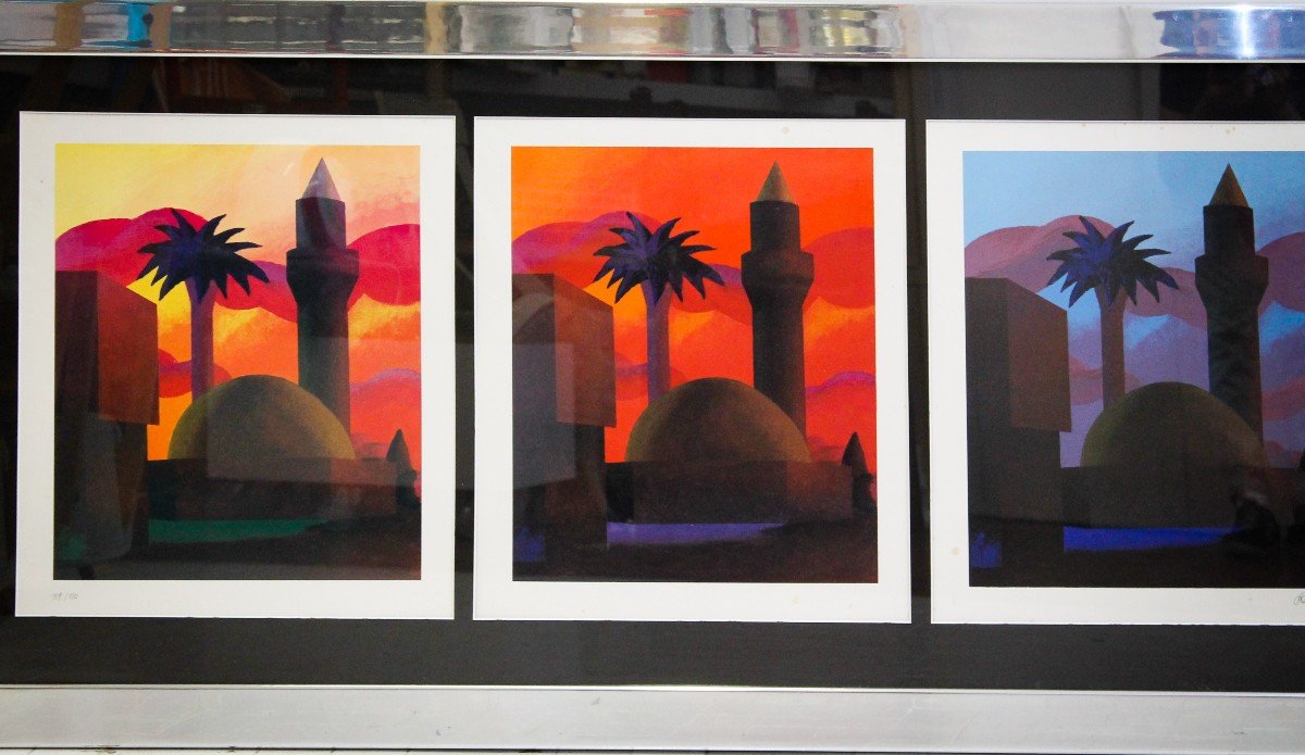 Minaret, Salvo, Lithographies En Couleurs Ed. 109/110, Années 1980-photo-5