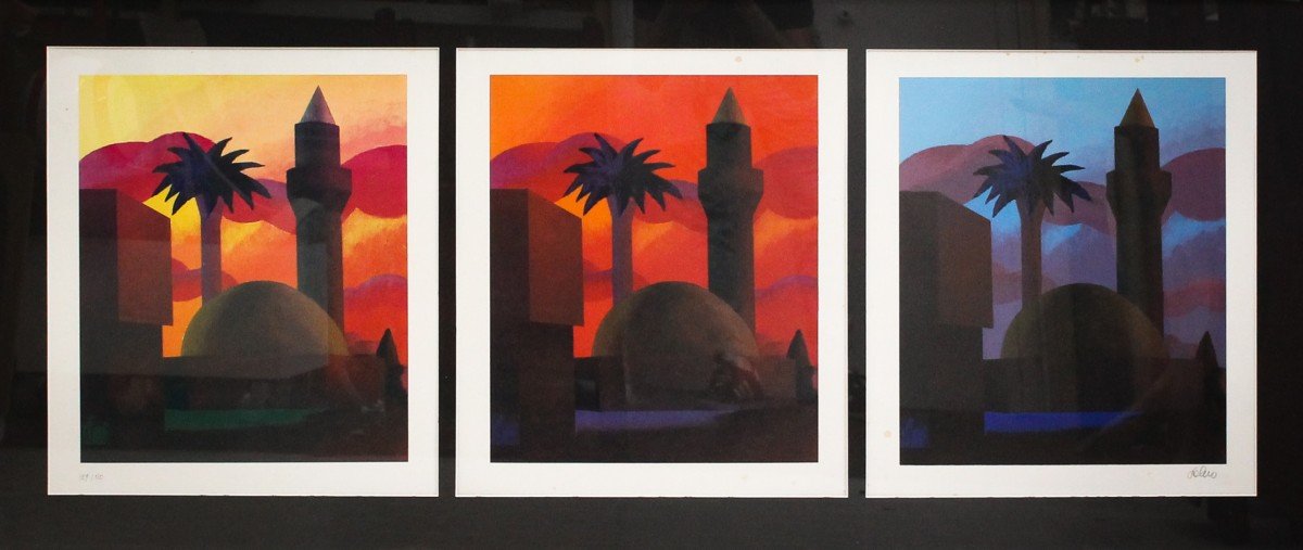 Minaret, Salvo, Lithographies En Couleurs Ed. 109/110, Années 1980