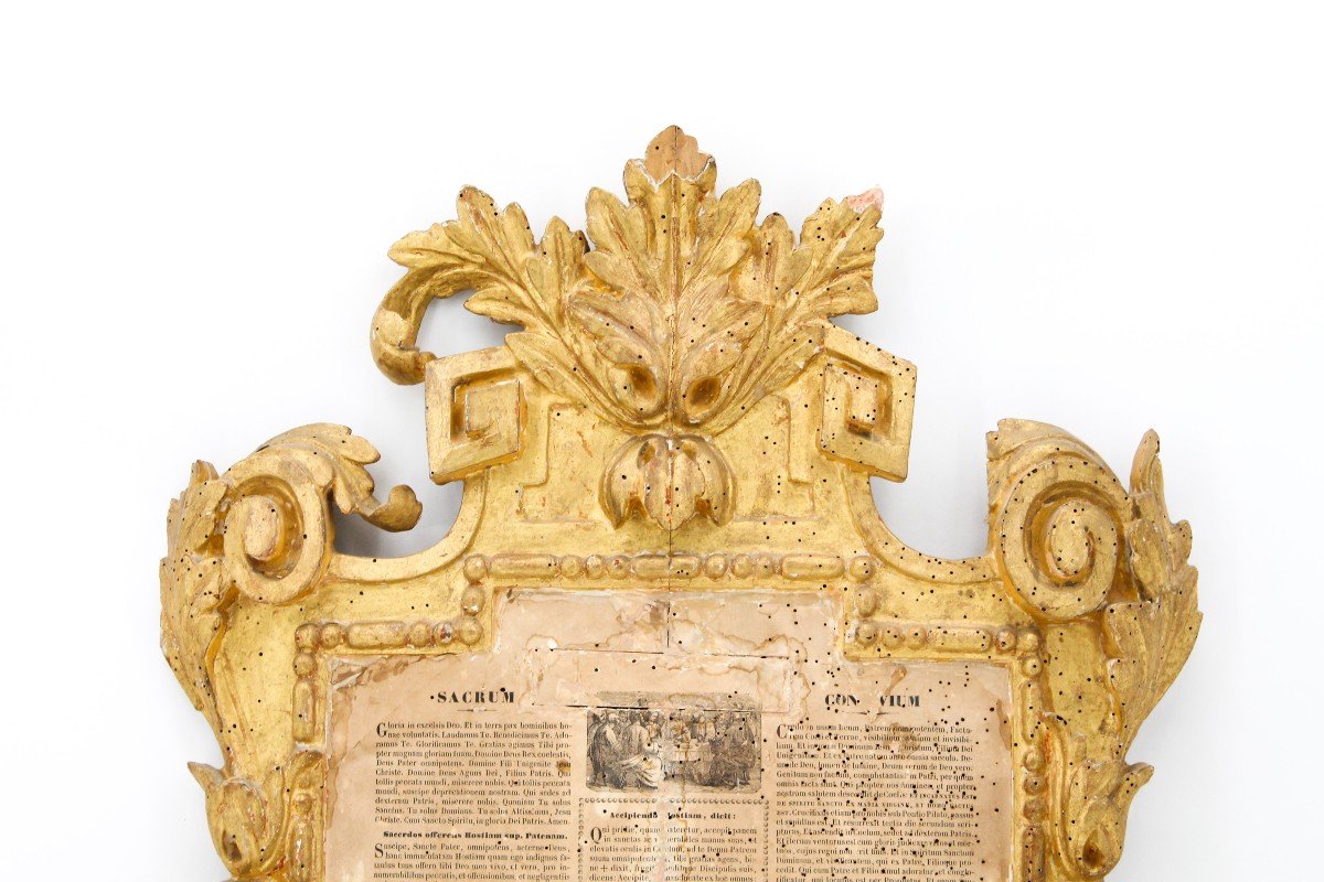Cartagloria Ancien En Bois Sculpté Et Doré à La Feuille d'Or, d'Origine Louis XVI, époque XVIII-photo-2