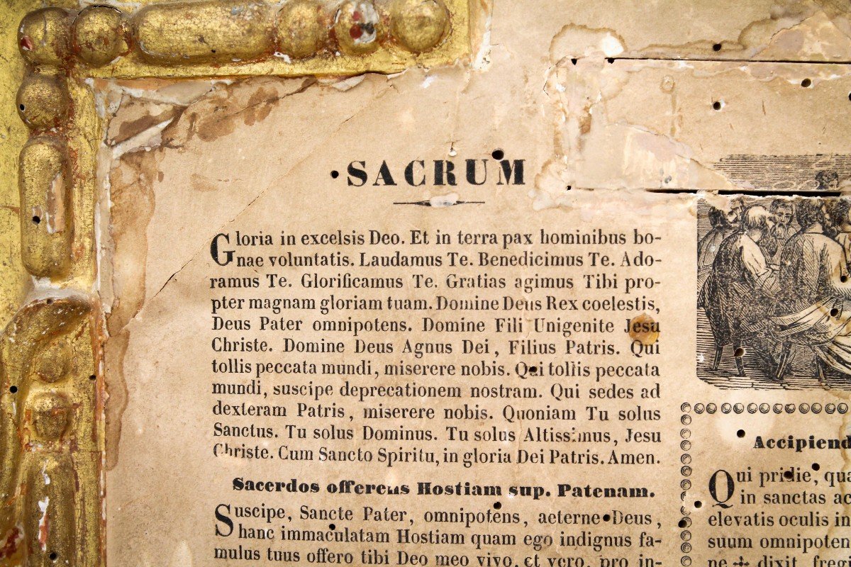 Cartagloria Ancien En Bois Sculpté Et Doré à La Feuille d'Or, d'Origine Louis XVI, époque XVIII-photo-7